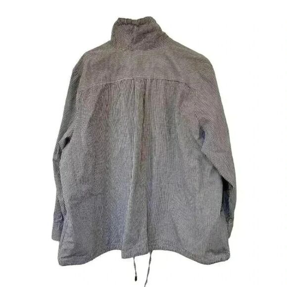 CJ Banks Women's Navy & White Mini Gingham Cotton Cowl Drawstring Neck & Drawstr - Picture 7 of 11